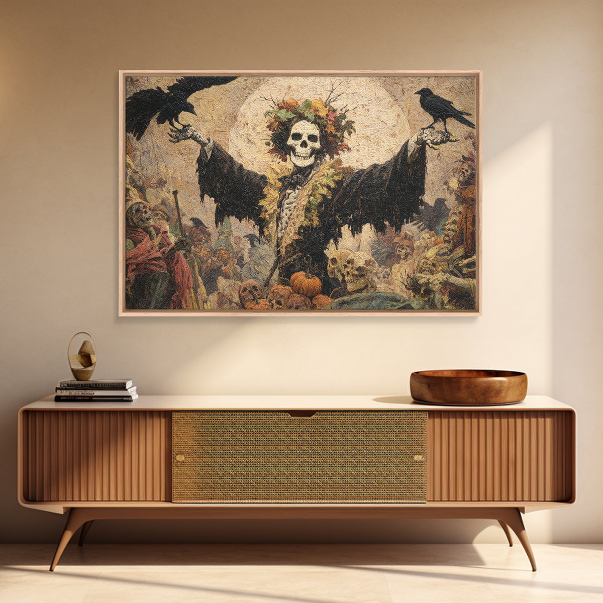 The Personification Of October, Grotesque Carnival Art, Landscape Wall Art, Macabre Wall Art, Framed Canvas Print, Halloween Wall Art