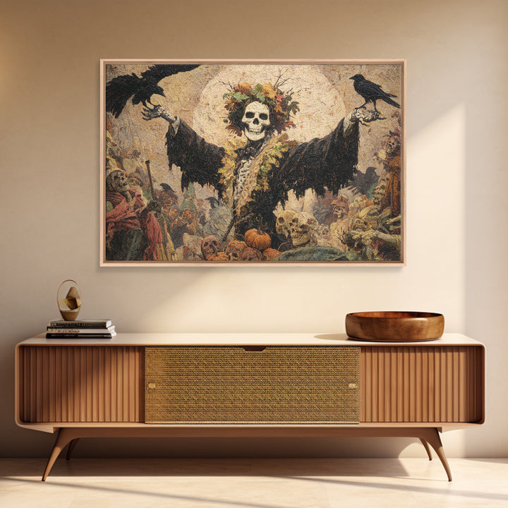 The Personification Of October, Grotesque Carnival Art, Landscape Wall Art, Macabre Wall Art, Framed Canvas Print, Halloween Wall Art