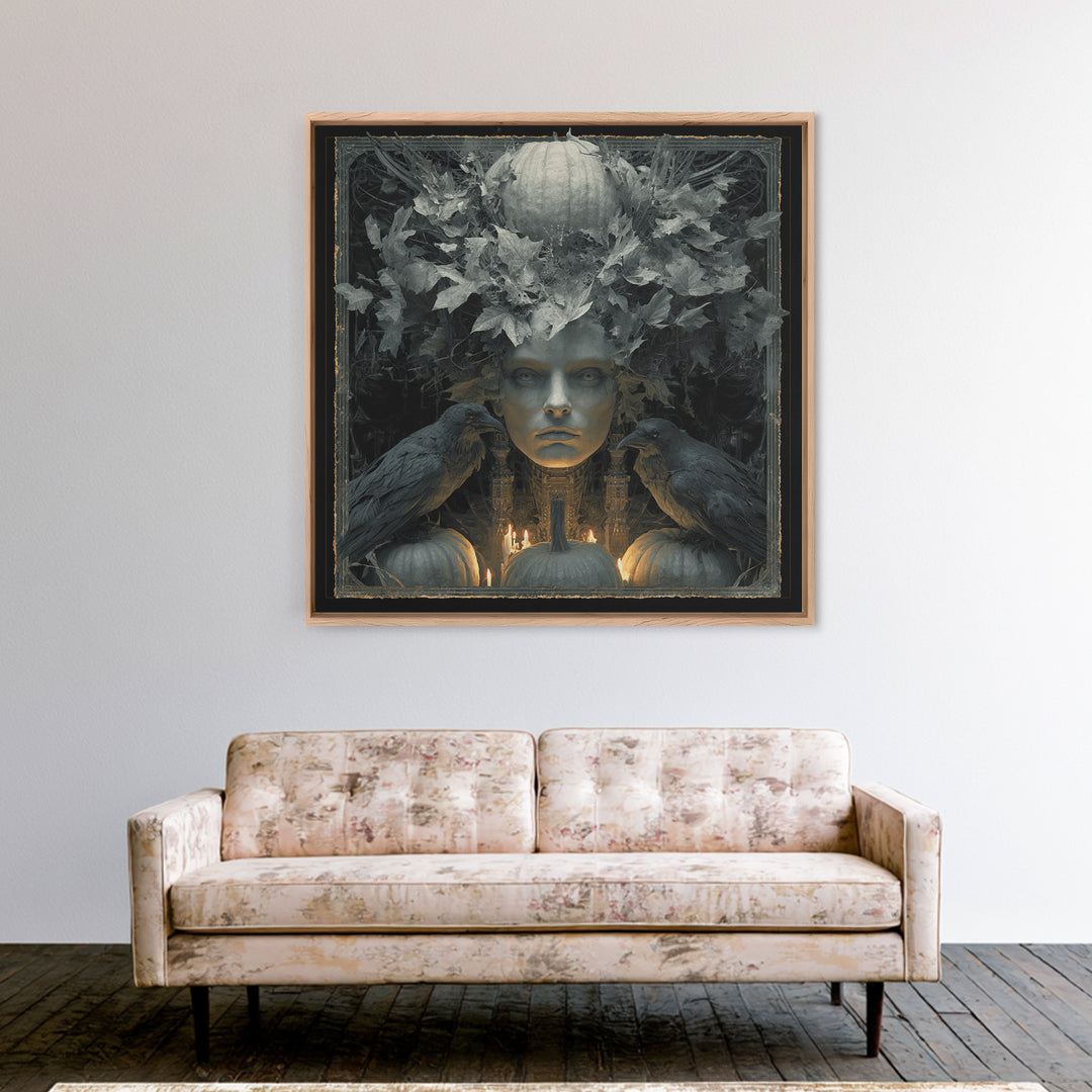 The Personification Of October, Biomechanical Horror Art, Square Wall Art, Dark Halloween Decor, Canvas Print, Halloween Wall Art