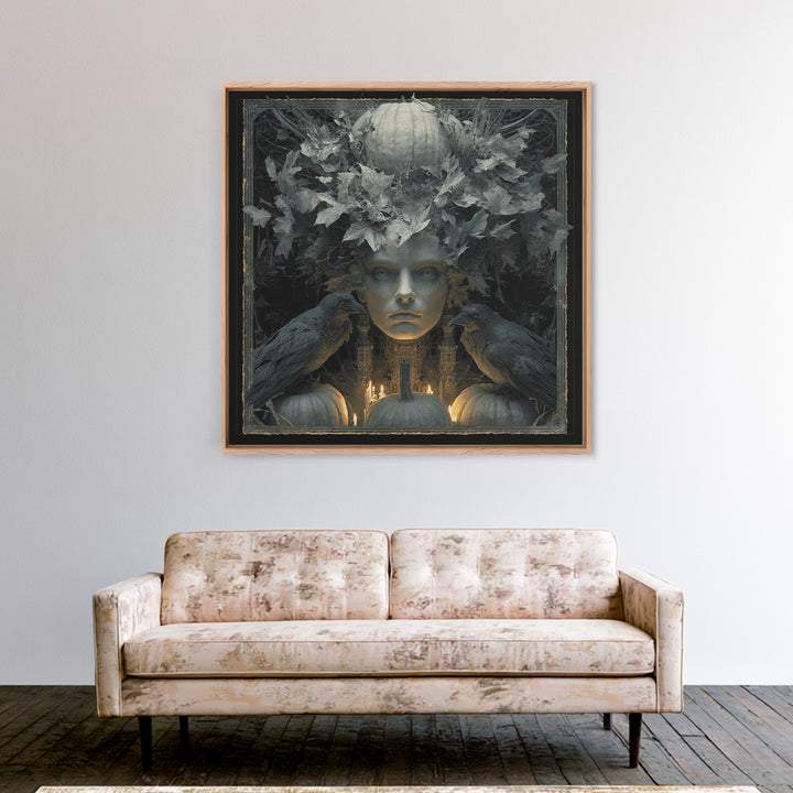 The Personification Of October, Biomechanical Horror Art, Square Wall Art, Dark Halloween Decor, Canvas Print, Halloween Wall Art