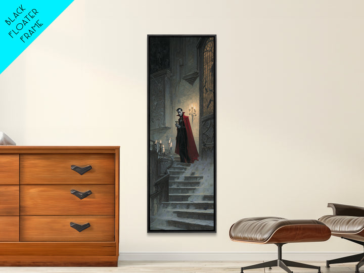 The Crimson Count Of Hollow Keep, Gothic Engraving Art, Tall Narrow Wall Art, Gothic Horror Wall Art, Framed Canvas Print