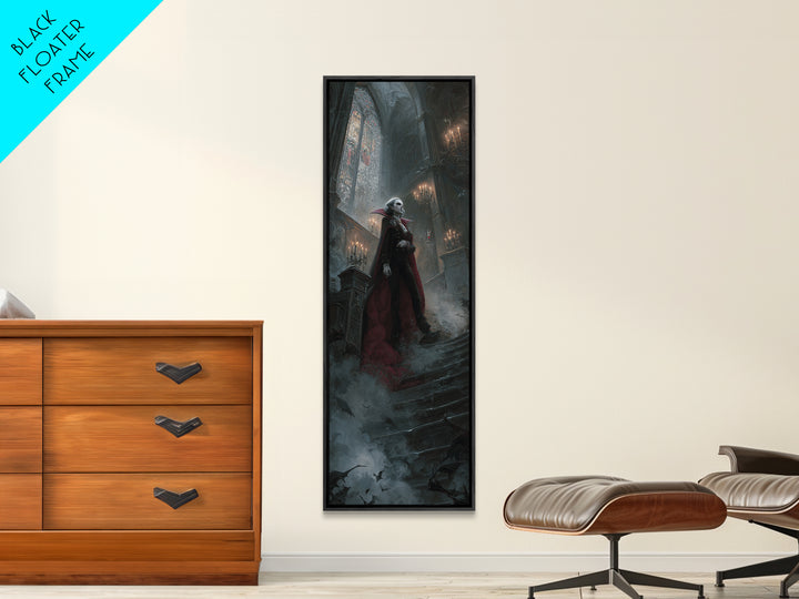 The Crimson Count Of Hollow Keep, Stained Glass Gothic Art, Tall Narrow Wall Art, Dark Fantasy Wall Art, Canvas Print, Halloween Wall Art