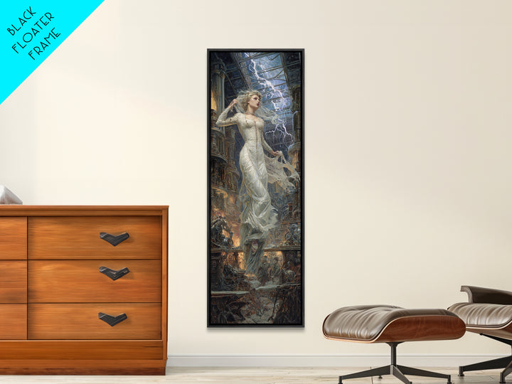 The Stitched Bride Of Thunder Hall, Gothic Engraving Art, Tall Narrow Wall Art, Dark Fantasy Wall Art, Canvas Print, Halloween Wall Art