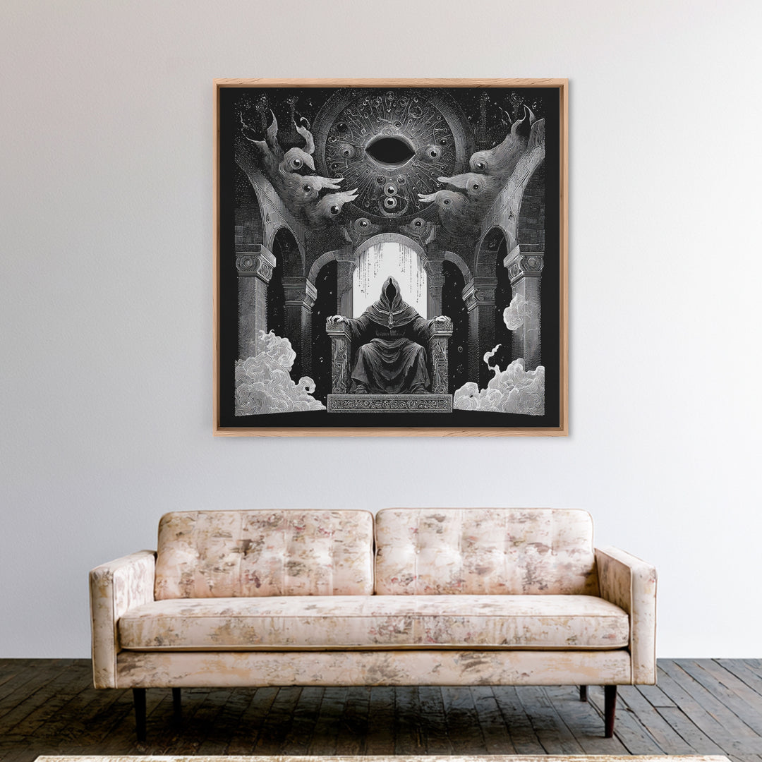 The Dreaming Priest Of The Outer Gate, Symbolist Dream Art, Square Wall Art, Dark Fantasy Wall Art, Canvas Print, Halloween Wall Art
