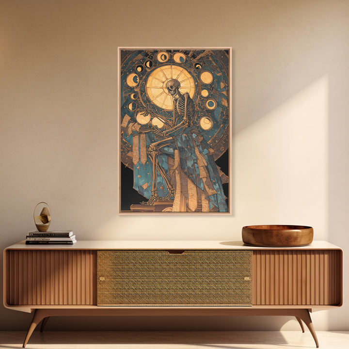 The Astronomer Of The Hollow Sky, Stained Glass Gothic Art, Vertical Wall Art, Dark Halloween Decor, Framed Canvas Print