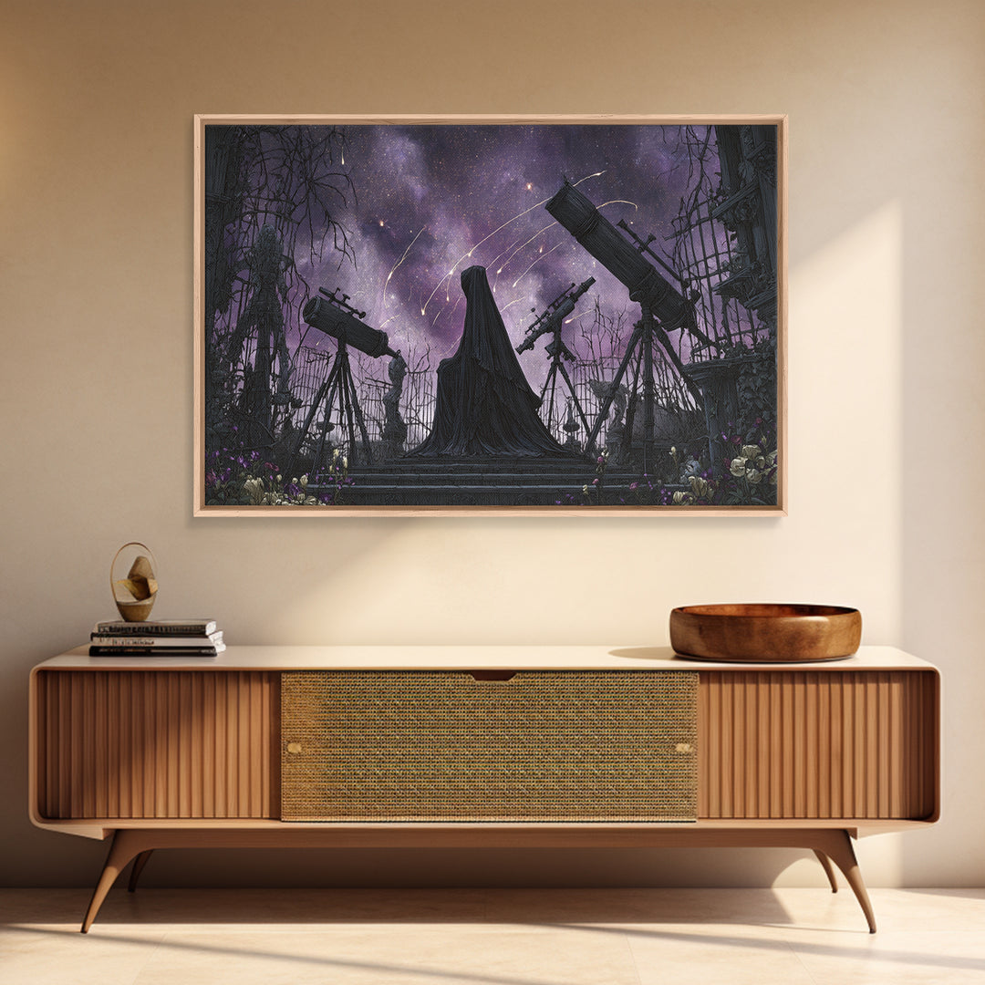 The Widow Of The Whispering Comet, Expressionist Nightmare Art, Landscape Wall Art, Macabre Wall Art, Canvas Print, Halloween Wall Art