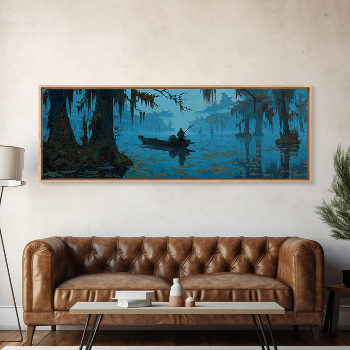 The Ferryman Of The Outer Marsh, Ornate Symbolist Art, Extra Wide Wall Art, Cosmic Horror Art, Canvas Print, Halloween Wall Art