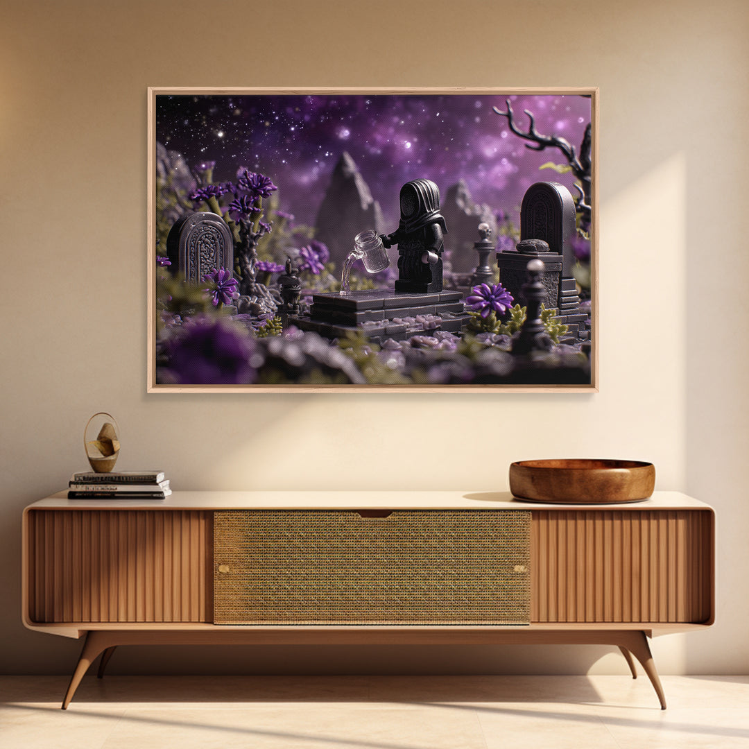 The Grave Gardener Of Yuggoth, Symbolist Gothic Landscape, Landscape Wall Art, Dark Fantasy Wall Art, Canvas Print, Halloween Wall Art