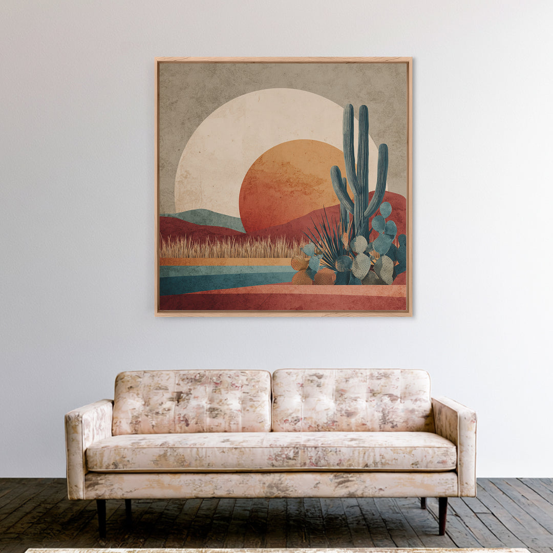 Desert Moon over Rolling Sand Canvas Print, Desert Art, Digital Download Art, Southwestern Decor, Desert, Minimalist Decor, DES-1x1-10