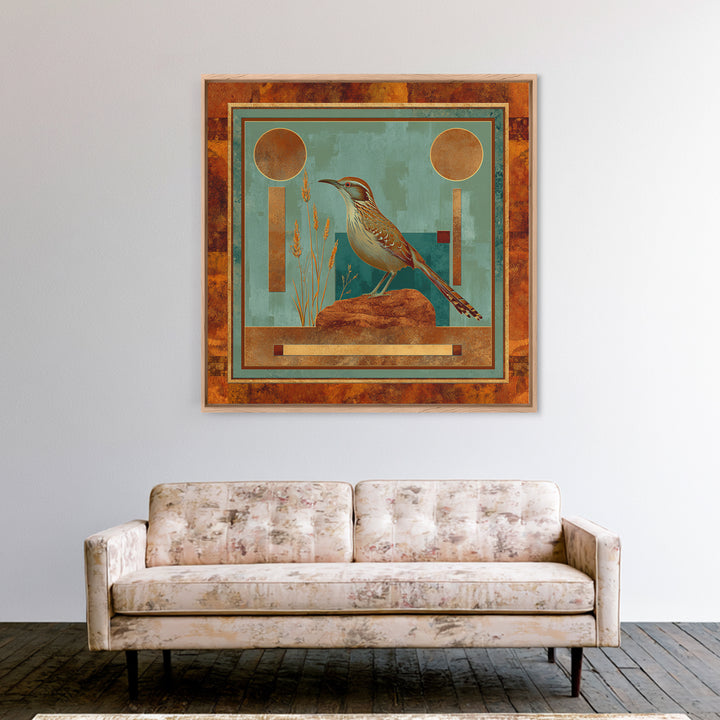 Roadrunner Bird in a Dry Wash Canvas Print, Desert Art, Living Room Art, Southwestern Decor, Watercolor Art, Desert, DES-1x1-14