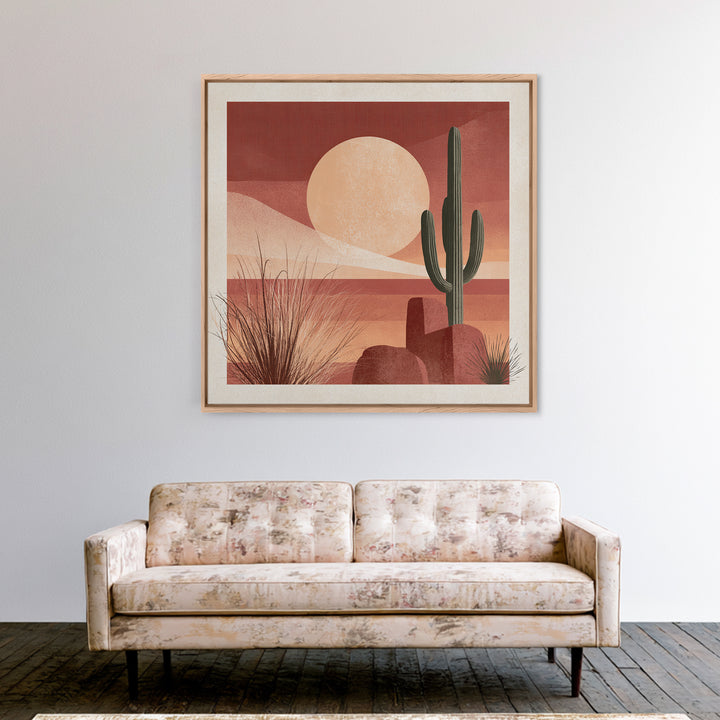 Minimal Beige Sun Canvas Print, Desert Art, Landscape Art, Southwestern Decor, Fine Art, Desert, Art Print, Textured Painting, DES-1x1-22