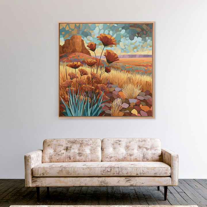 Desert Wildflowers After Spring Rain Framed Canvas Print, Desert Art, Wall Art Prints, Southwestern Decor, Fine Art, Desert, DES-1x1-28