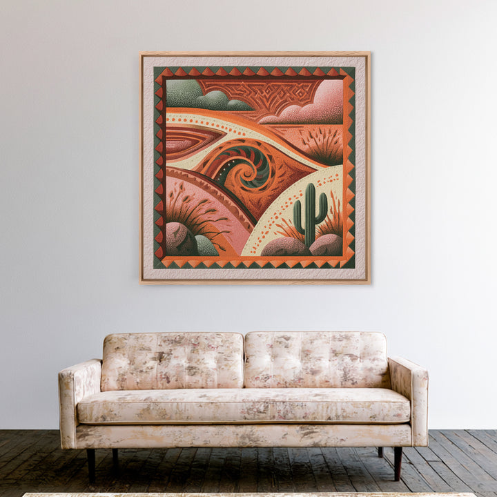 Wind Carved Dune Patterns from Above Framed Canvas Print, Desert Art, Boho, Southwestern Decor, Watercolor Art, Desert, DES-1x1-44