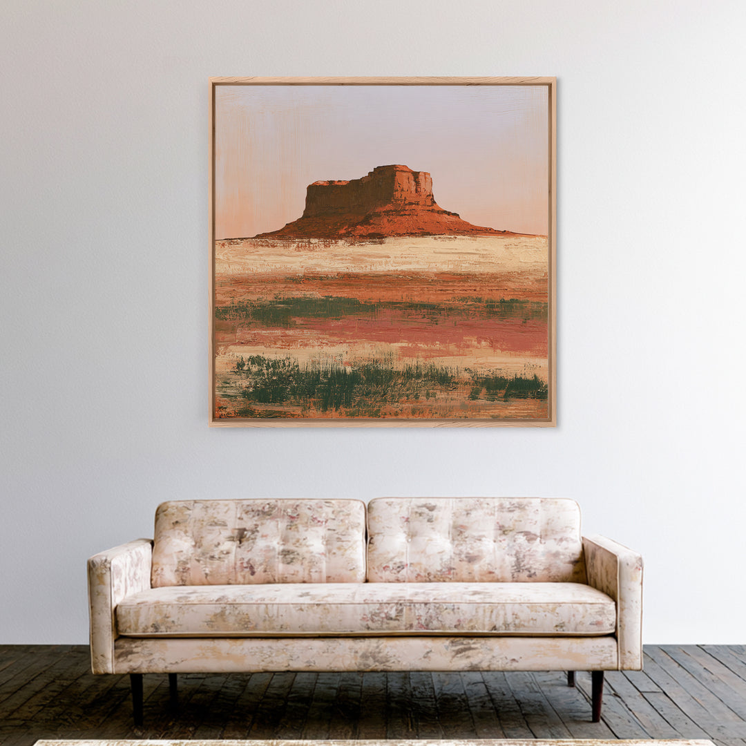 Abstract Mesa Landscape Framed Canvas Print, Desert Art, Gallery Decor, Southwestern Decor, Fine Art, Desert, Home Decor, DES-1x1-51