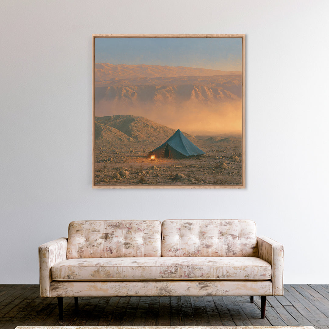Moroccan Desert Tent Framed Canvas Print, Desert Art, Textured Painting, Southwestern Decor, Oil Painting, Desert, DES-1x1-83