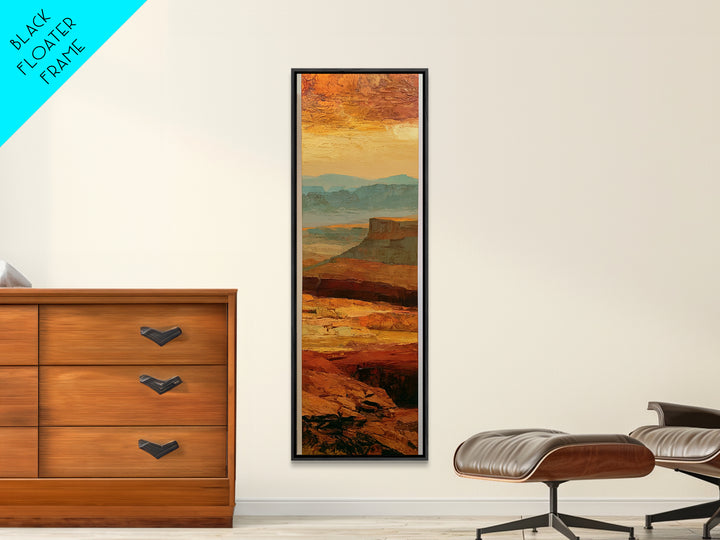 Abstract Mesa Landscape Framed Canvas Print, Desert Art, Western Wall Art, Southwestern Decor, Desert, Statement Artwork, DES-1x3-15