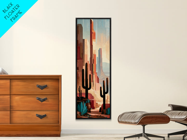 Terracotta and Cream Geometric Landscape Framed Canvas Print, Desert Art, Fine Art Print, Southwestern Decor, Fine Art, Desert, DES-1x3-30