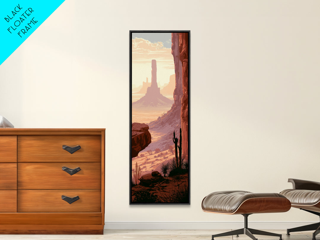 Monument Valley Silhouette Framed Canvas Print, Desert Art, Original Painting, Southwestern Decor, Desert, Bedroom Wall Art, DES-1x3-45