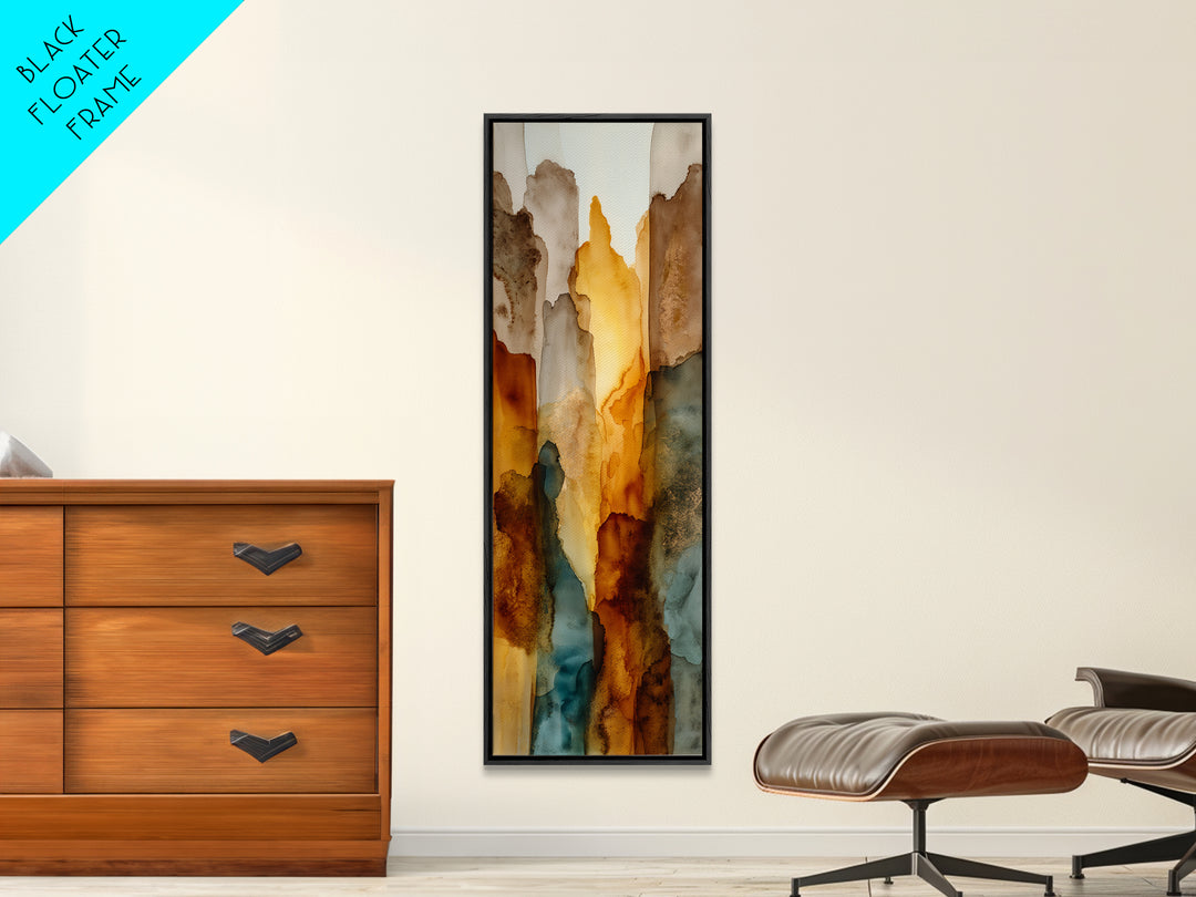 Saguaro Cactus under Orange Sunset Sky Framed Canvas Print, Desert Art, Original Art, Southwestern Decor, Fine Art, Desert, DES-1x3-61