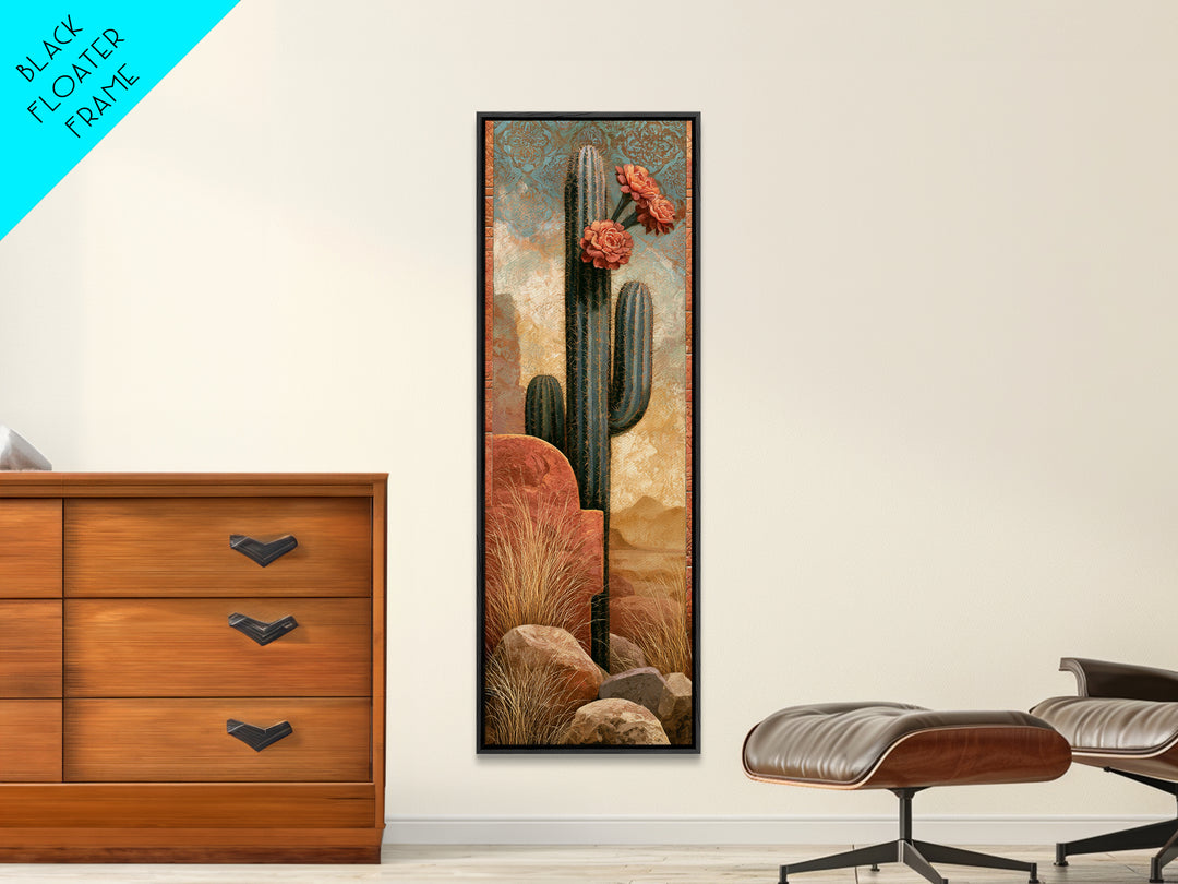 Cactus Botanical Plate Canvas Print, Desert Art, Digital Download Art, Southwestern Decor, Watercolor Art, Desert, DES-1x3-68