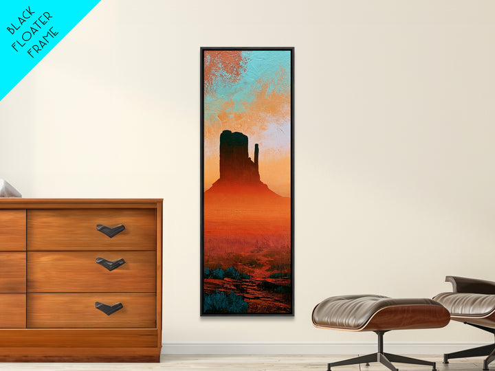 Monument Valley Silhouette Framed Canvas Print, Desert Art, Original Painting, Southwestern Decor, Desert, Bedroom Wall Art, DES-1x3-69