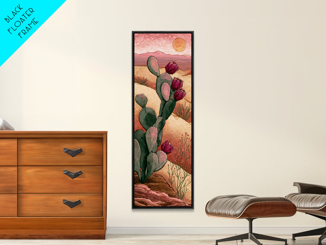 Prickly Pear Cactus Framed Canvas Print, Desert Art, Art Print, Southwestern Decor, Oil Painting, Desert, Original Painting, DES-1x3-79