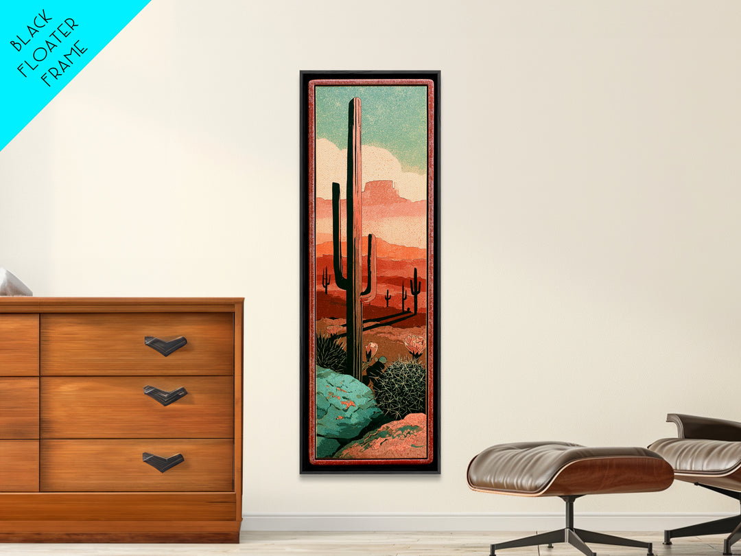 Cactus Botanical Plate Framed Canvas Print, Desert Art, Fine Art Print, Southwestern Decor, Fine Art, Desert, Digital Prints, DES-1x3-92