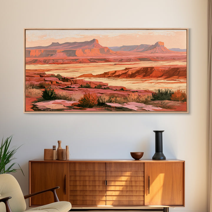 Abstract Mesa Landscape Framed Canvas Print, Desert Art, Original Art, Southwestern Decor, Fine Art, Desert, Landscape Wall Art, DES-2x1-23