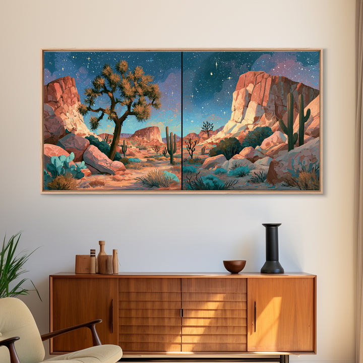 Joshua Tree under Star Filled Night Canvas Print, Desert Art, Wall Decor, Southwestern Decor, Desert, Living Room Decor, DES-2x1-26
