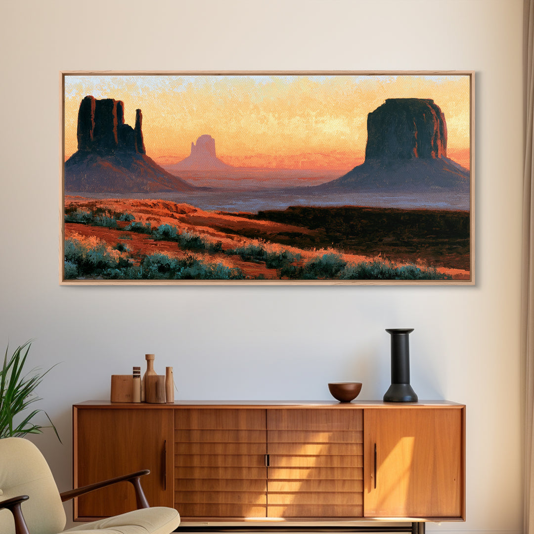 Monument Valley Silhouette Canvas Print, Desert Art, Bedroom Wall Art, Southwestern Decor, Fine Art, Desert, Fine Art Print, DES-2x1-53