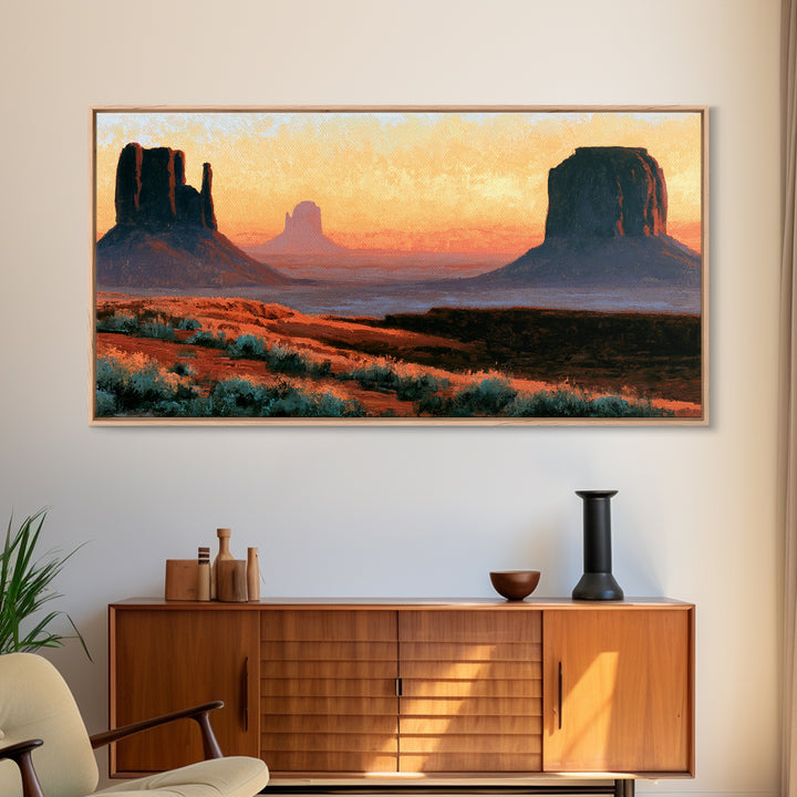 Monument Valley Silhouette Canvas Print, Desert Art, Bedroom Wall Art, Southwestern Decor, Fine Art, Desert, Fine Art Print, DES-2x1-53
