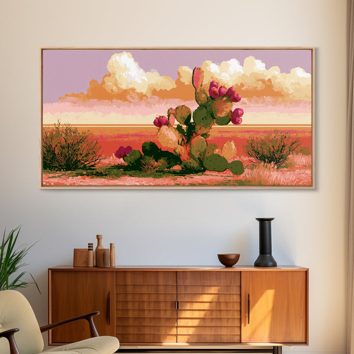 Prickly Pear Cactus Canvas Print, Desert Art, Bedroom Wall Art, Southwestern Decor, Fine Art, Desert, Fine Art Print, DES-2x1-63