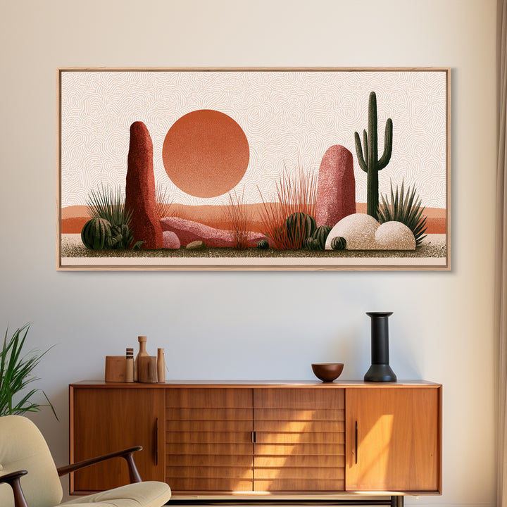 Minimal Beige Sun Canvas Print, Desert Art, Printable Wall Art, Southwestern Decor, Watercolor Art, Desert, Modern Wall Art, DES-2x1-66