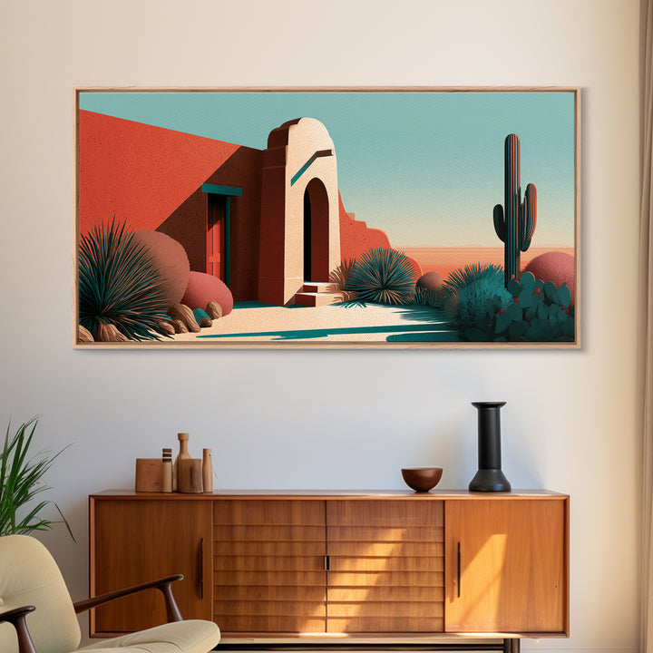 Adobe Doorway with Turquoise Shadow Canvas Print, Desert Art, Western Decor, Southwestern Decor, Fine Art, Desert, Modern Decor, DES-2x1-73