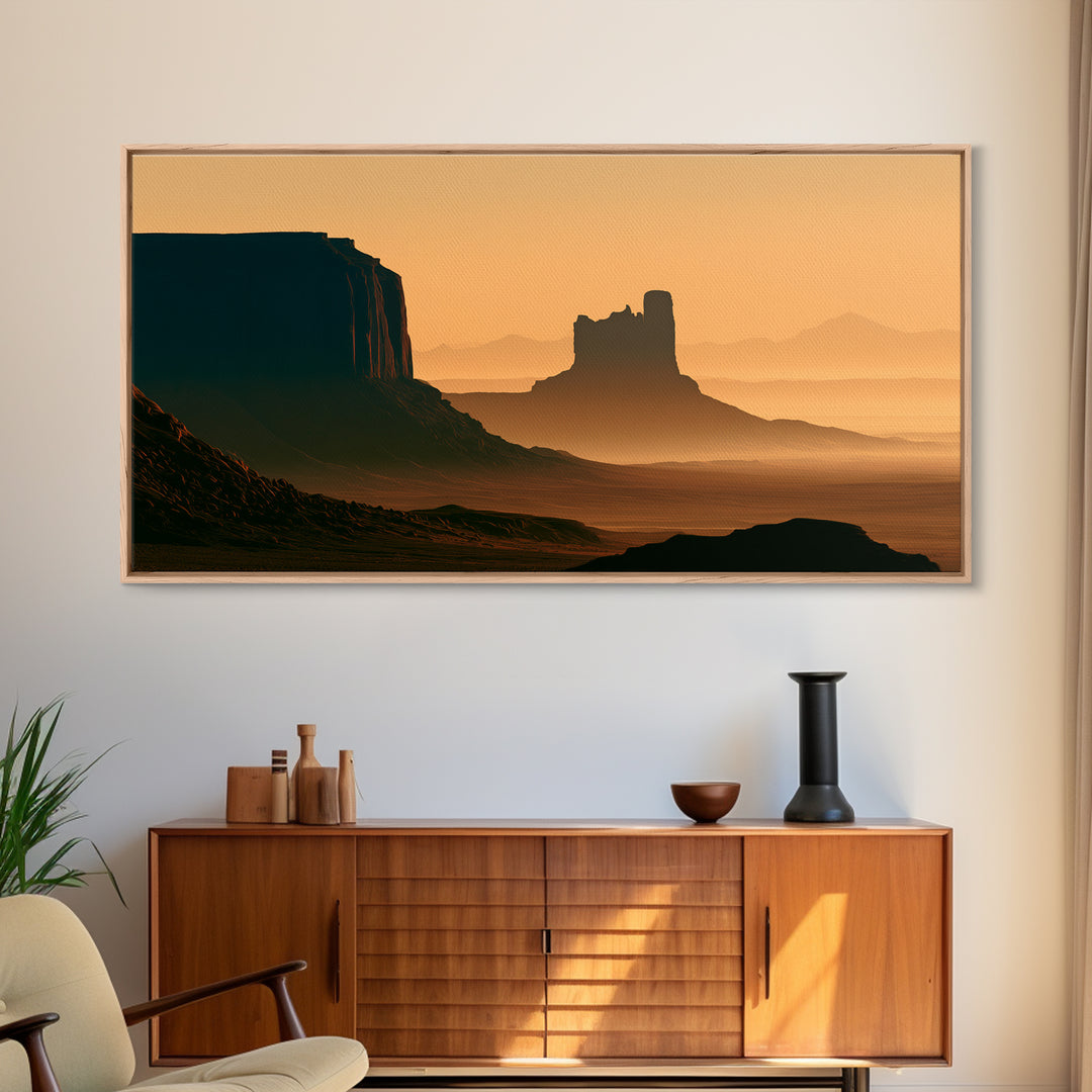 Monument Valley Silhouette Canvas Print, Desert Art, Bedroom Wall Art, Southwestern Decor, Fine Art, Desert, Fine Art Print, DES-2x1-77