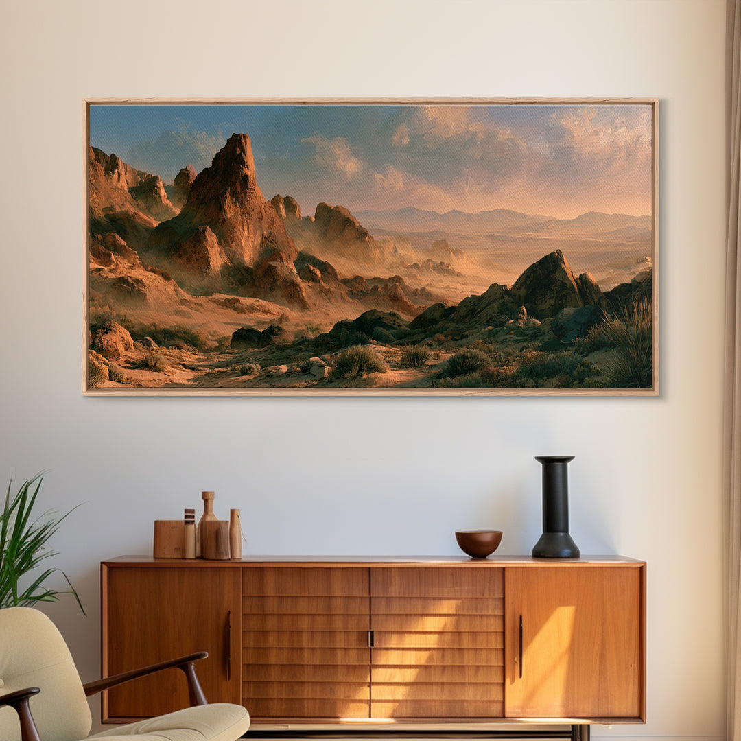 Ancient Desert Petroglyph Design Canvas Print, Desert Art, Landscape Wall Art, Southwestern Decor, Oil Painting, Desert, DES-2x1-89