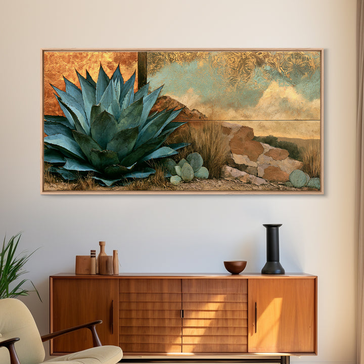 Agave Plant Closeup Framed Canvas Print, Desert Art, Abstract Wall Art, Southwestern Decor, Desert, Digital Download Art, DES-2x1-92