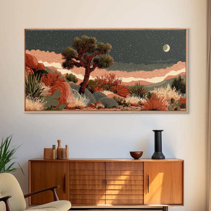 Joshua Tree under Star Filled Night Canvas Print, Desert Art, Printable Art, Southwestern Decor, Desert, Colorful Wall Art, DES-2x1-98