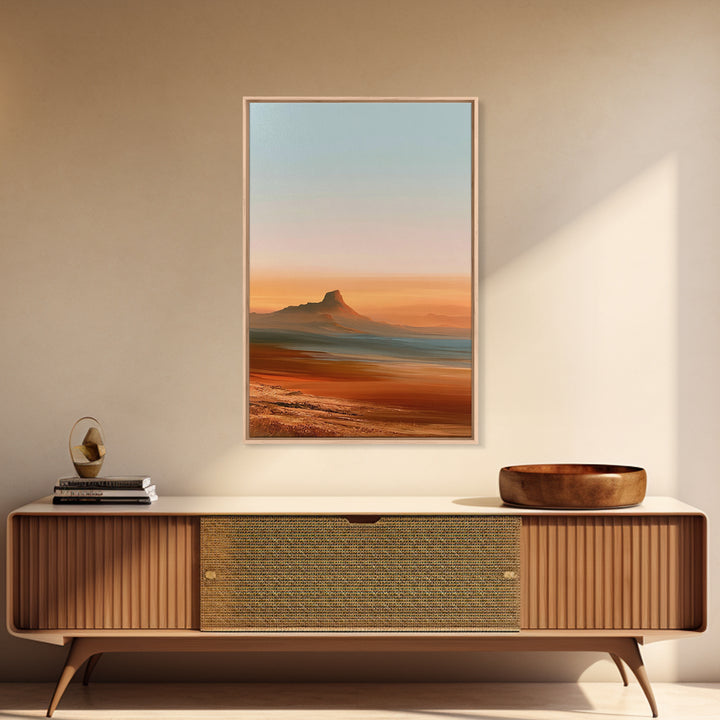 Abstract Heatwave Horizon Framed Canvas Print, Desert Art, Living Room Decor, Southwestern Decor, Desert, Botanical Art, DES-2x3-21