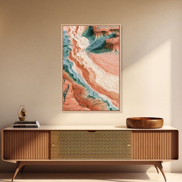 Wind Carved Dune Patterns from Above Framed Canvas Print, Desert Art, Original Painting, Southwestern Decor, Fine Art, Desert, DES-2x3-4