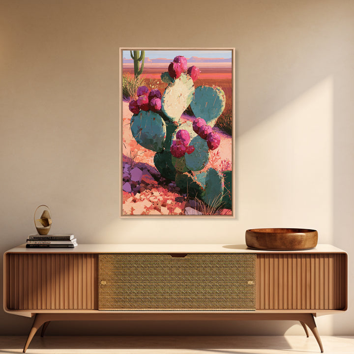 Prickly Pear Cactus Framed Canvas Print, Desert Art, Modern Wall Art, Southwestern Decor, Fine Art, Desert, Gallery Decor, DES-2x3-51