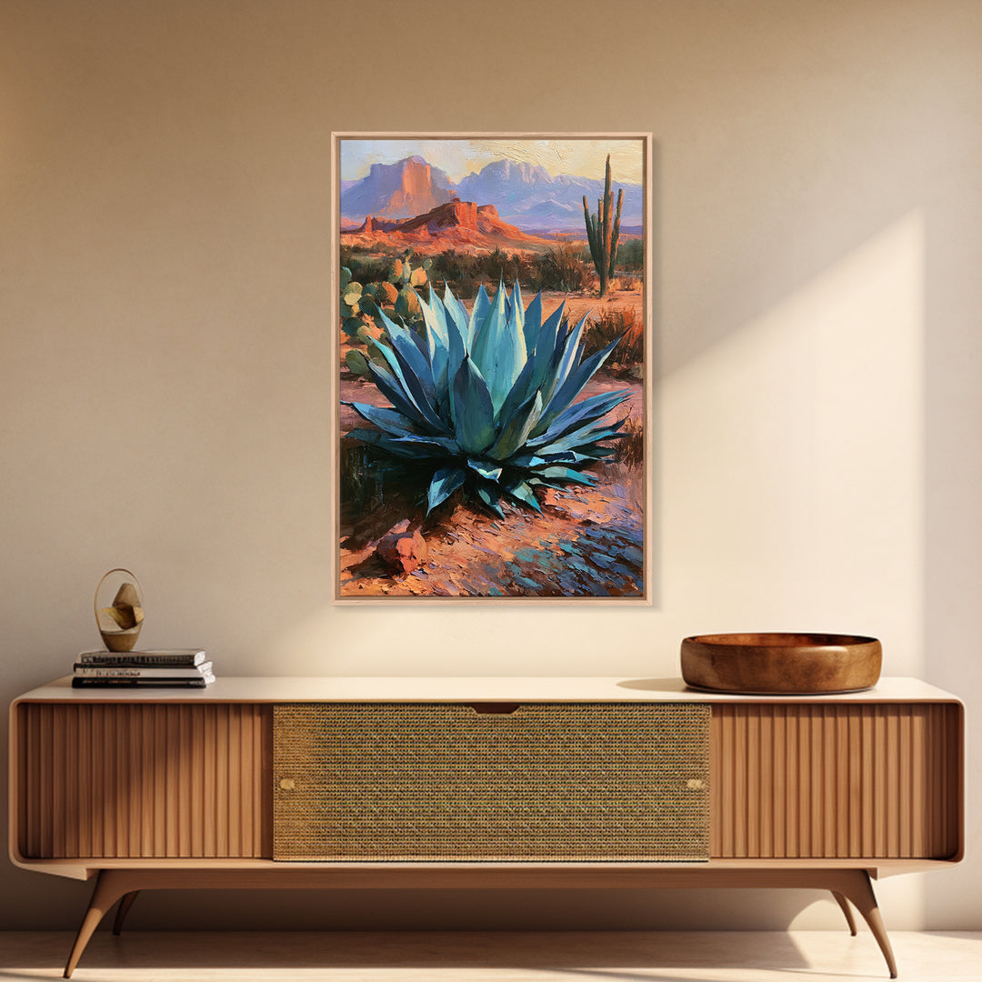 Agave Plant Closeup Framed Canvas Print, Desert Art, Wall Art Prints, Southwestern Decor, Fine Art, Desert, Boho Decor, DES-2x3-56