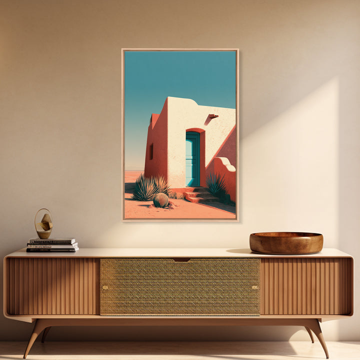 Adobe Doorway with Turquoise Shadow Canvas Print, Desert Art, Landscape Wall Art, Southwestern Decor, Fine Art, Desert, DES-2x3-61
