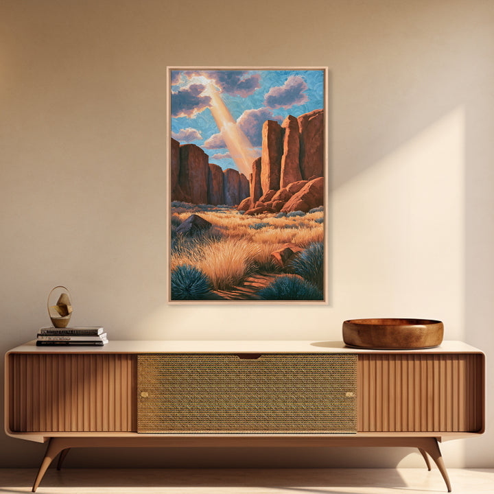 Sandstone Canyon with Dramatic Light Beam Canvas Print, Desert Art, Boho Wall Art, Southwestern Decor, Fine Art, Desert, DES-2x3-72