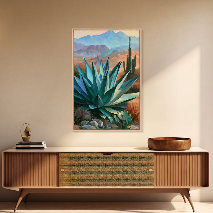 Agave Plant Closeup Framed Canvas Print, Desert Art, Art Print, Southwestern Decor, Fine Art, Desert, Original Painting, DES-2x3-8