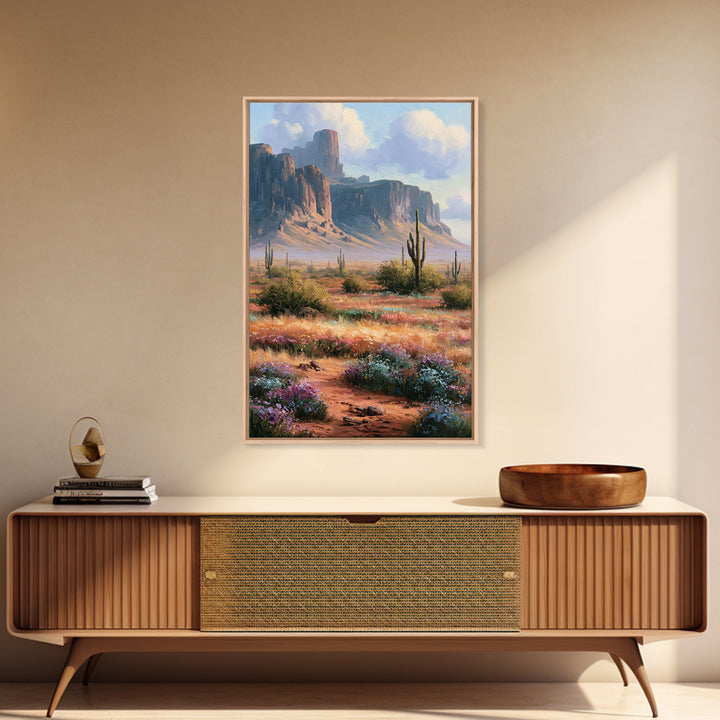 Desert Wildflowers After Spring Rain Framed Canvas Print, Desert Art, Wall Art, Southwestern Decor, Watercolor Art, Desert, DES-2x3-84