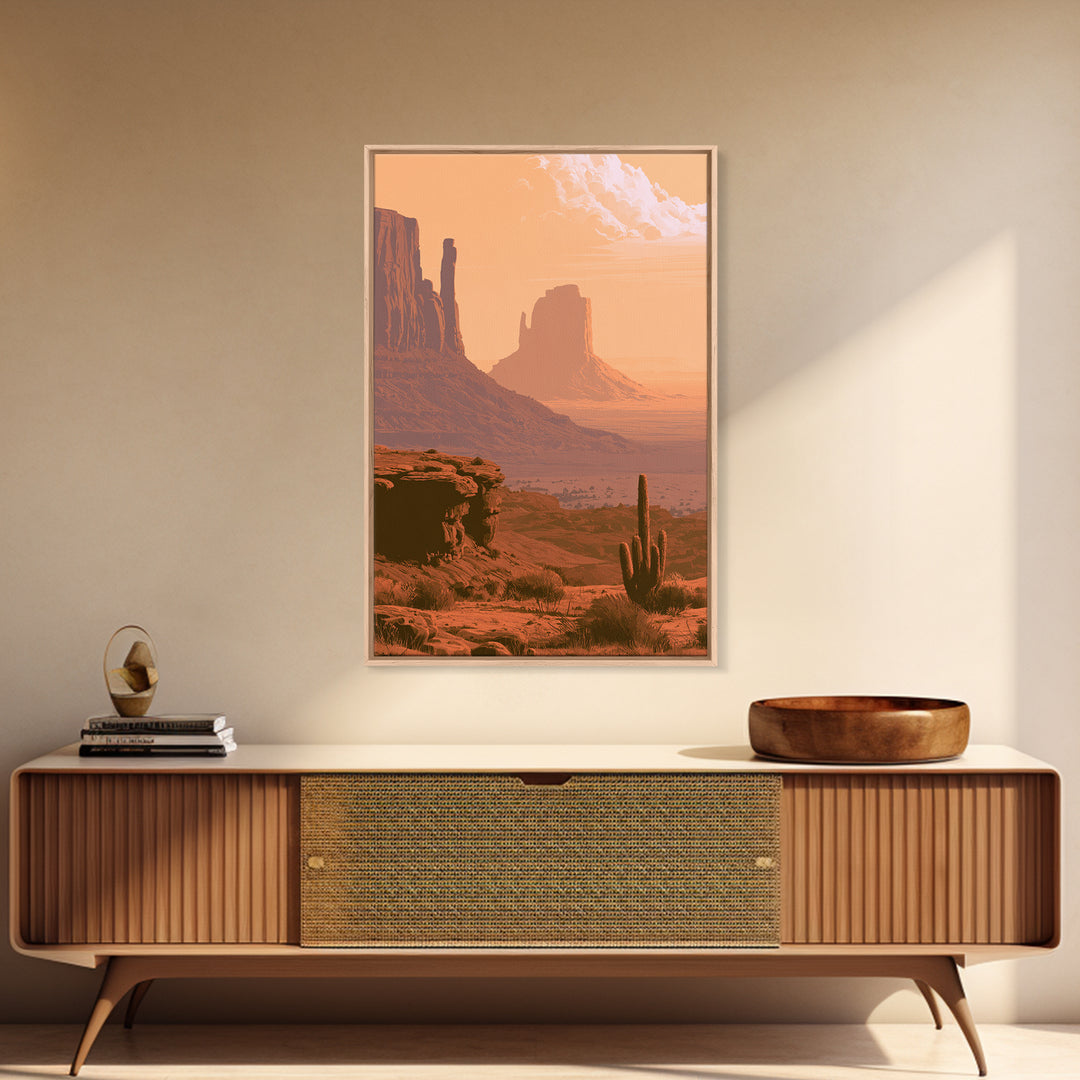 Monument Valley Silhouette Framed Canvas Print, Desert Art, Gallery Decor, Southwestern Decor, Fine Art, Desert, Home Decor, DES-2x3-89
