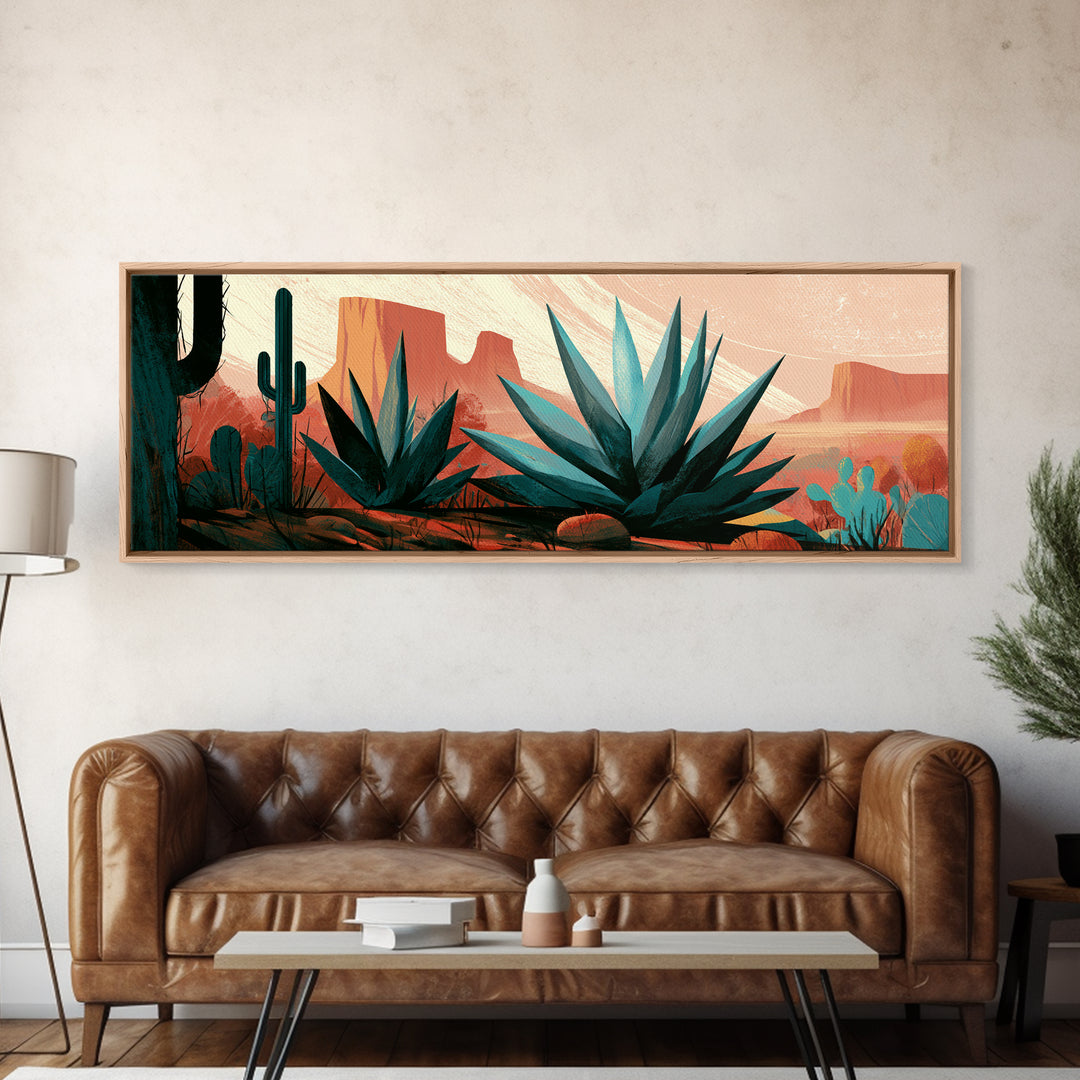 Agave Plant Closeup Canvas Print, Desert Art, Bedroom Wall Art, Southwestern Decor, Watercolor Art, Desert, Fine Art Print, DES-3x1-16