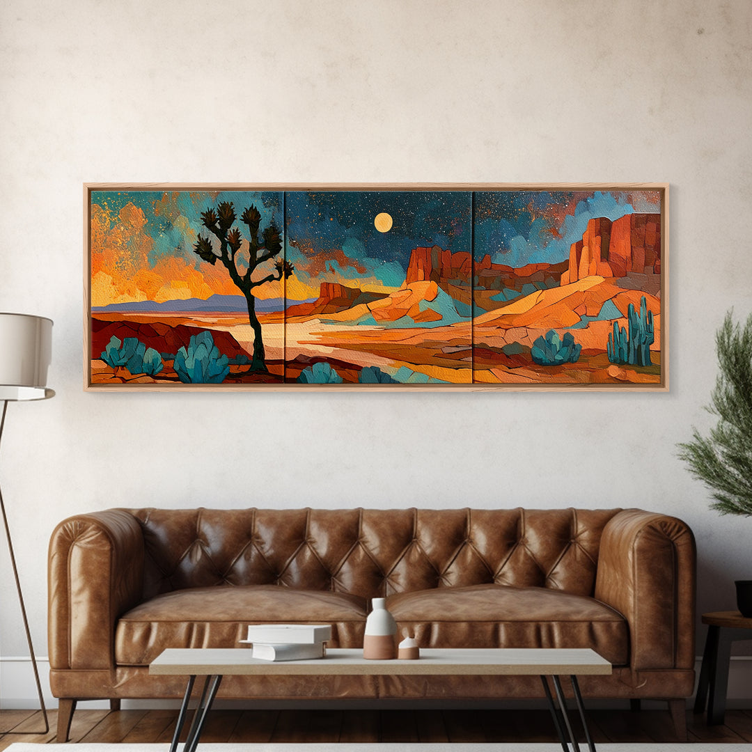 Joshua Tree under Star Filled Night Canvas Print, Desert Art, Wall Decor, Southwestern Decor, Desert, Living Room Decor, DES-3x1-22