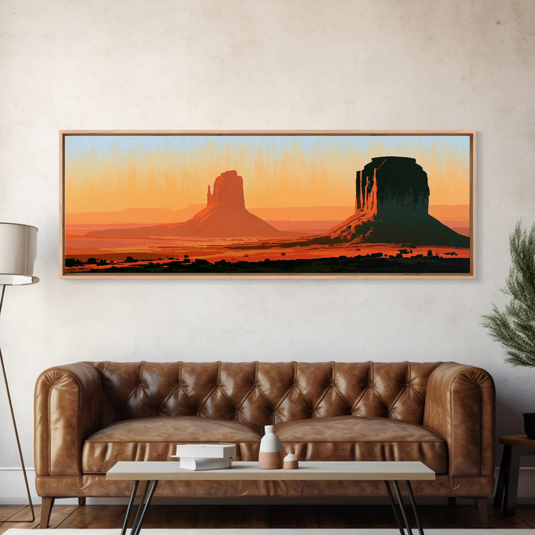 Monument Valley Silhouette Canvas Print, Desert Art, Modern Decor, Southwestern Decor, Desert, Room Decor, Digital Prints, DES-3x1-25